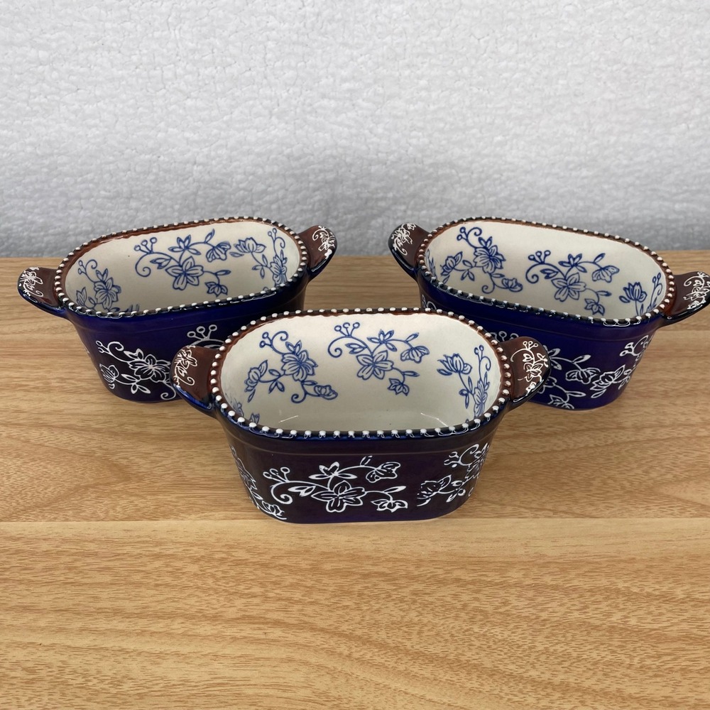 Temp-tations‎ by Tara Floral Lace Cobalt Blue 10oz Ramekins Qty 3 KFI-XNG-936844